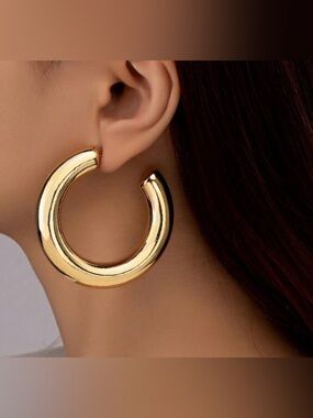 Gold Chunky Open Hoop Earrings - Women Jewelry